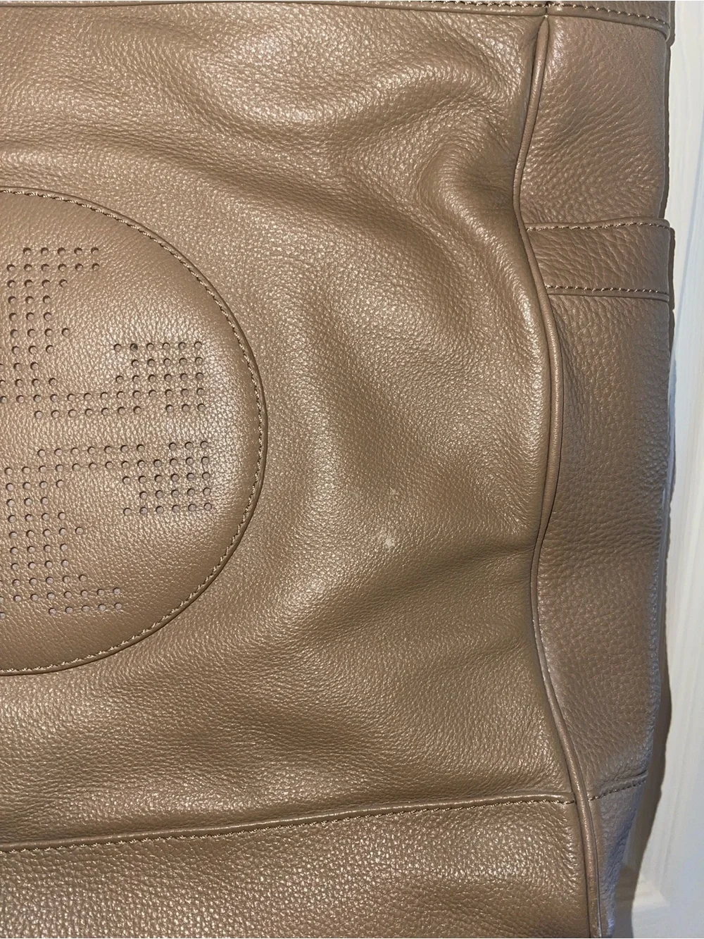 Tory Burch Taupe Pebbled Leather Tote
